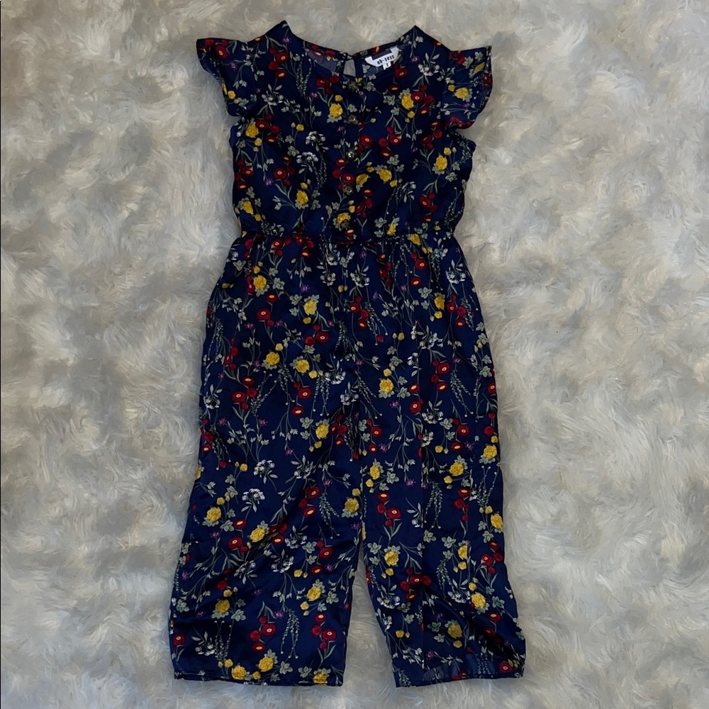 Charming Navy Floral Kids Romper